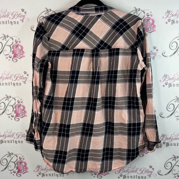 Divided pink blue purple black Plaid Button-Up Shirt in Pink and Black - Picture 2 of 12